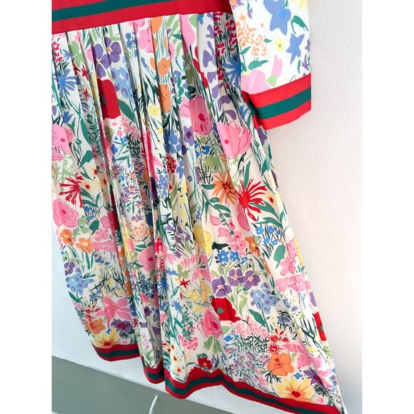 NEW Dalia Macphee Floral Pleated Fit Flare Midi 50s Dress Small Retro Rockabilly - Picture 7 of 7